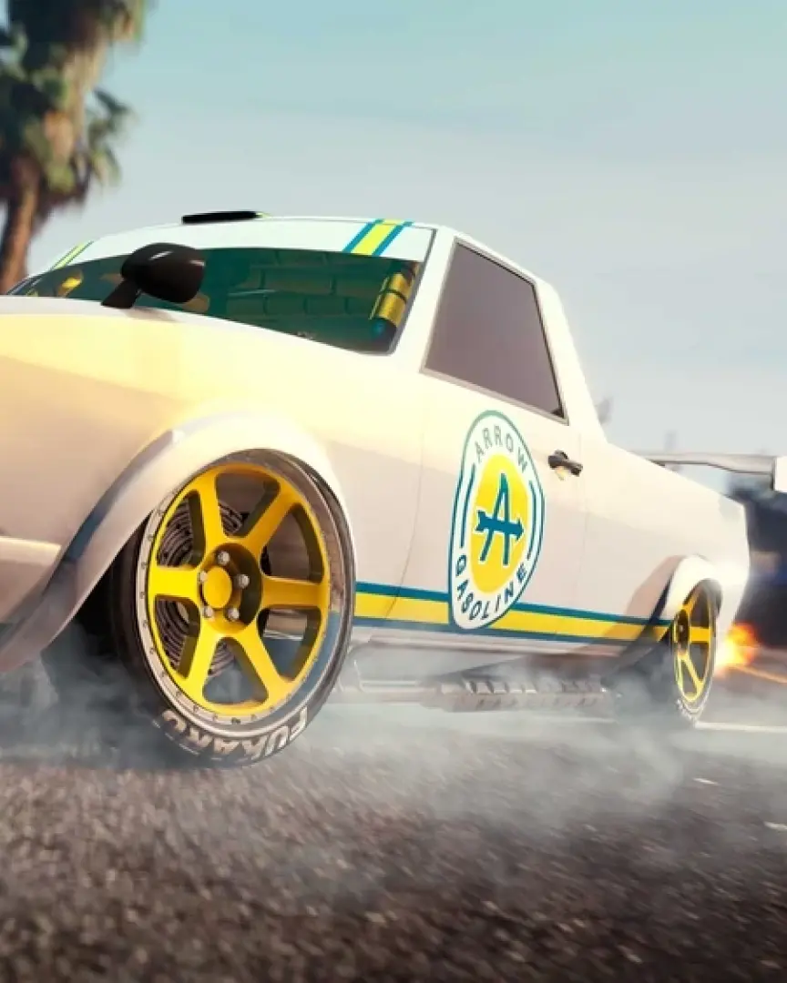 Una imagen de una linda camioneta tuneada y derrapando